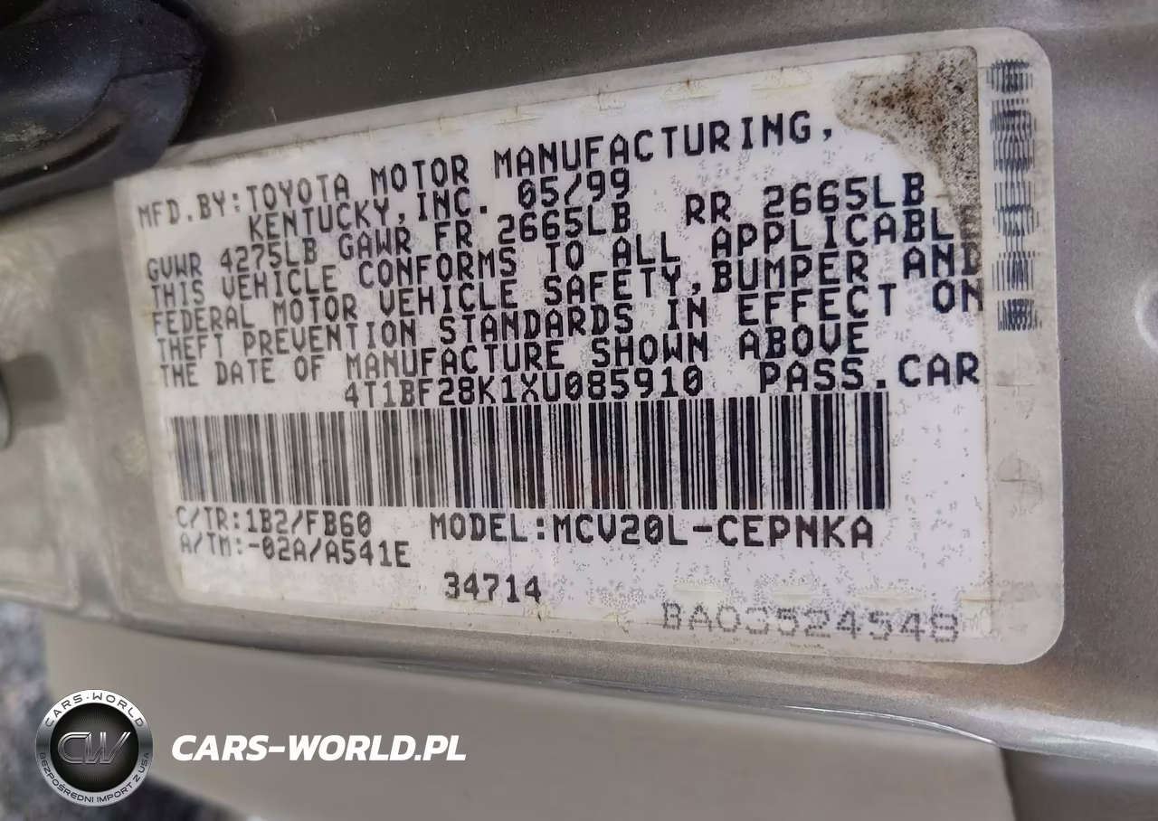 1999 Toyota Camry Le V6 VIN:4T1BF28K1XU085910 - 9