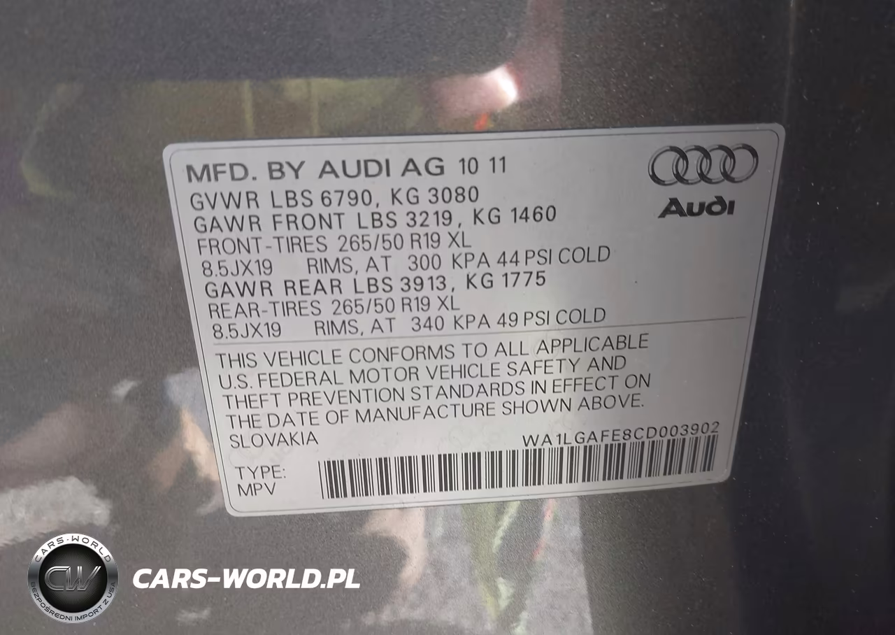 2012 Audi Q7 3.0T Premium VIN:WA1LGAFE8CD003902 - 9