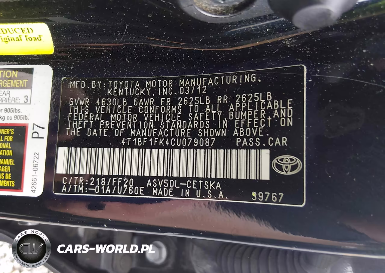 2012 Toyota Camry Se VIN:4T1BF1FK4CU079087 - 9