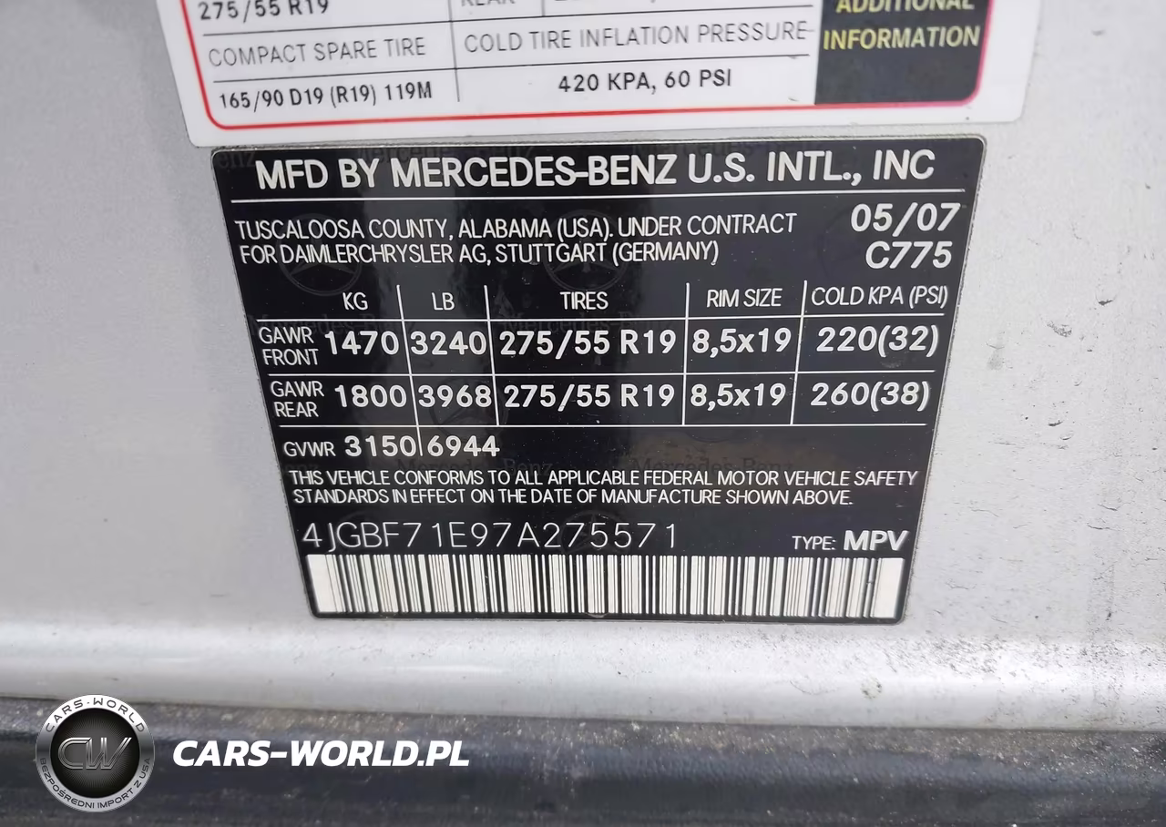 2007 Mercedes-Benz Gl 450 4Matic VIN:4JGBF71E97A275571 - 9