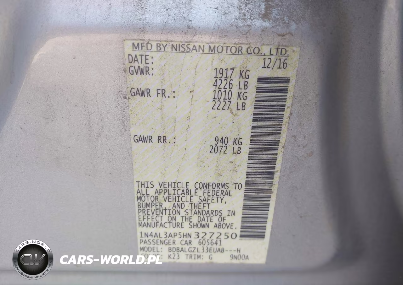2017 Nissan Altima 2.5 S VIN:1N4AL3AP5HN327250 - 9