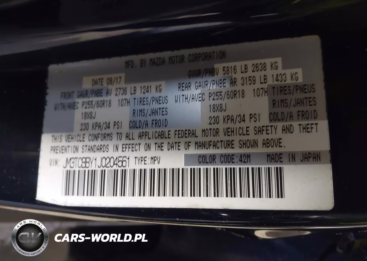 2018 Mazda Cx-9 Sport VIN:JM3TCBBY1J0204561 - 9