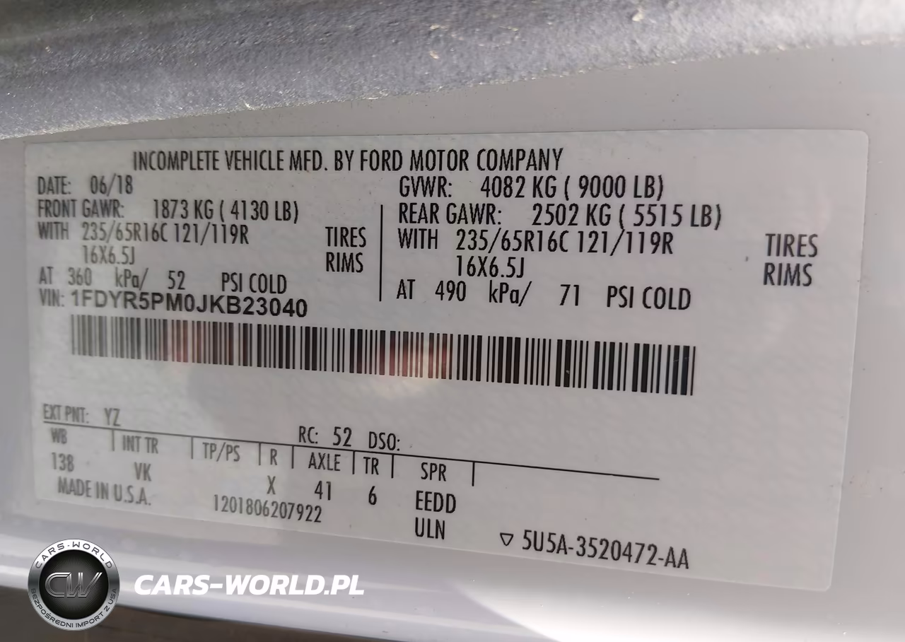 2018 Ford Transit-250 Cutaway VIN:1FDYR5PM0JKB23040 - 9