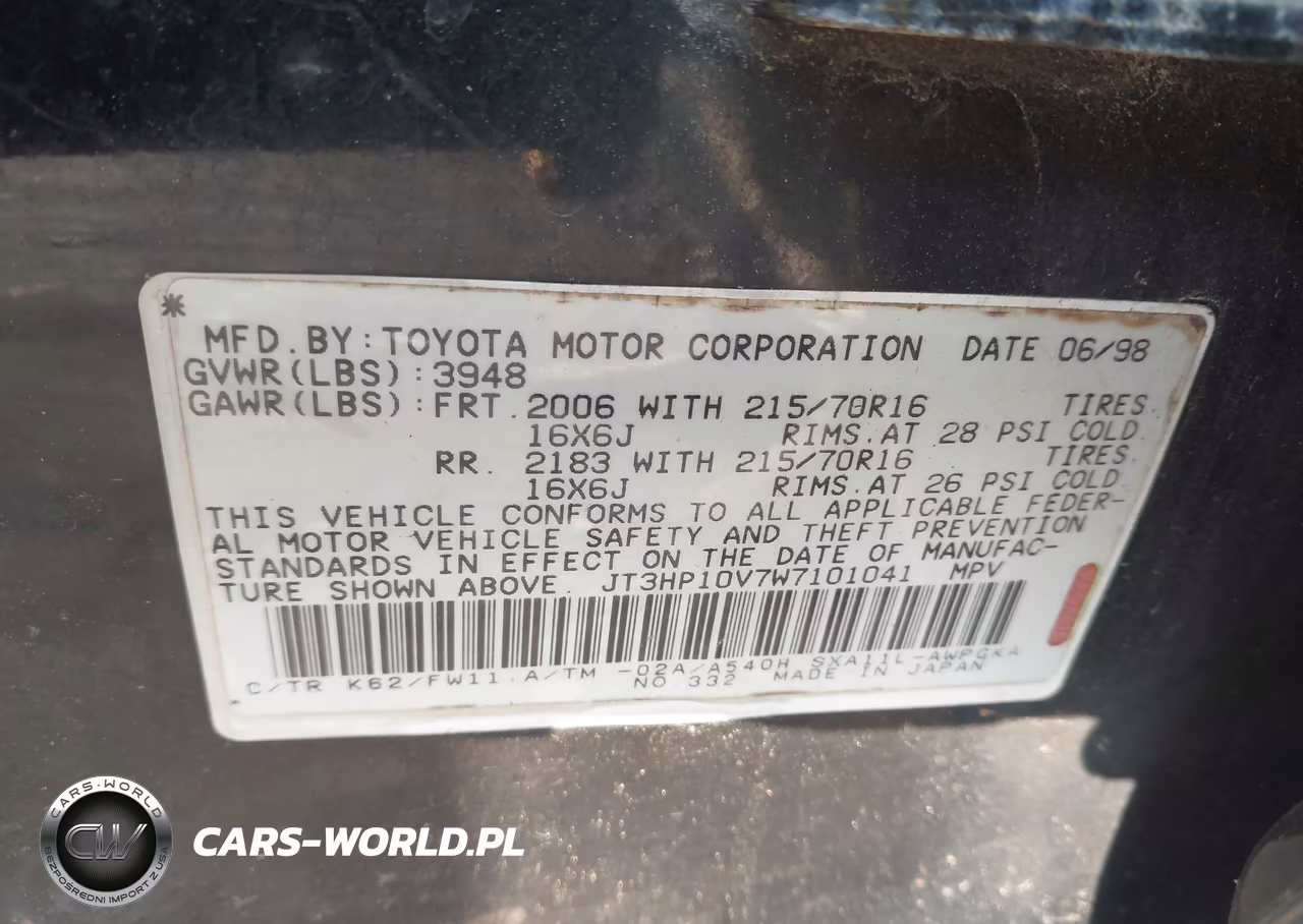 1998 Toyota Rav4 VIN:JT3HP10V7W7101041 - 9