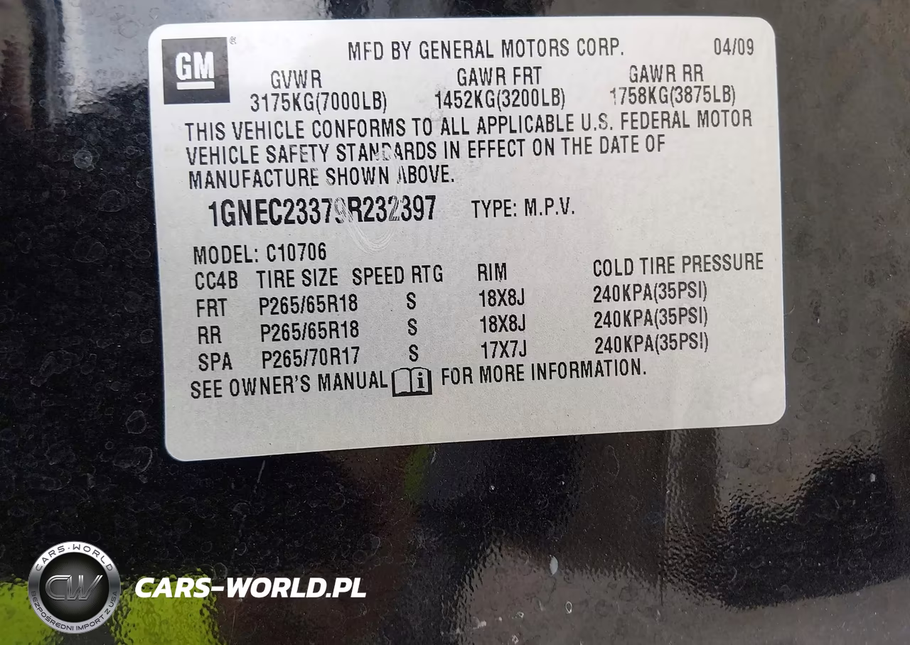 2009 Chevrolet Tahoe Lt1 VIN:1GNEC23379R232397 - 9