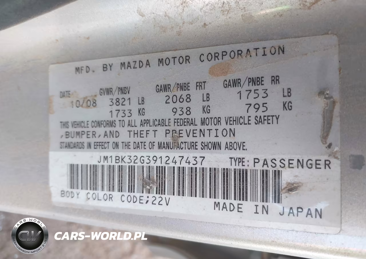 2009 Mazda Mazda3 I VIN:JM1BK32G391247437 - 9