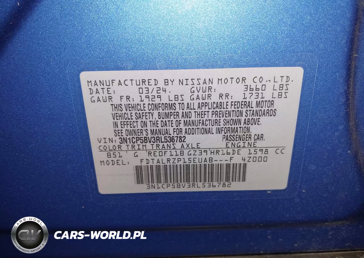 2024 Nissan Kicks S Xtronic Cvt VIN:3N1CP5BV3RL536782 - 9