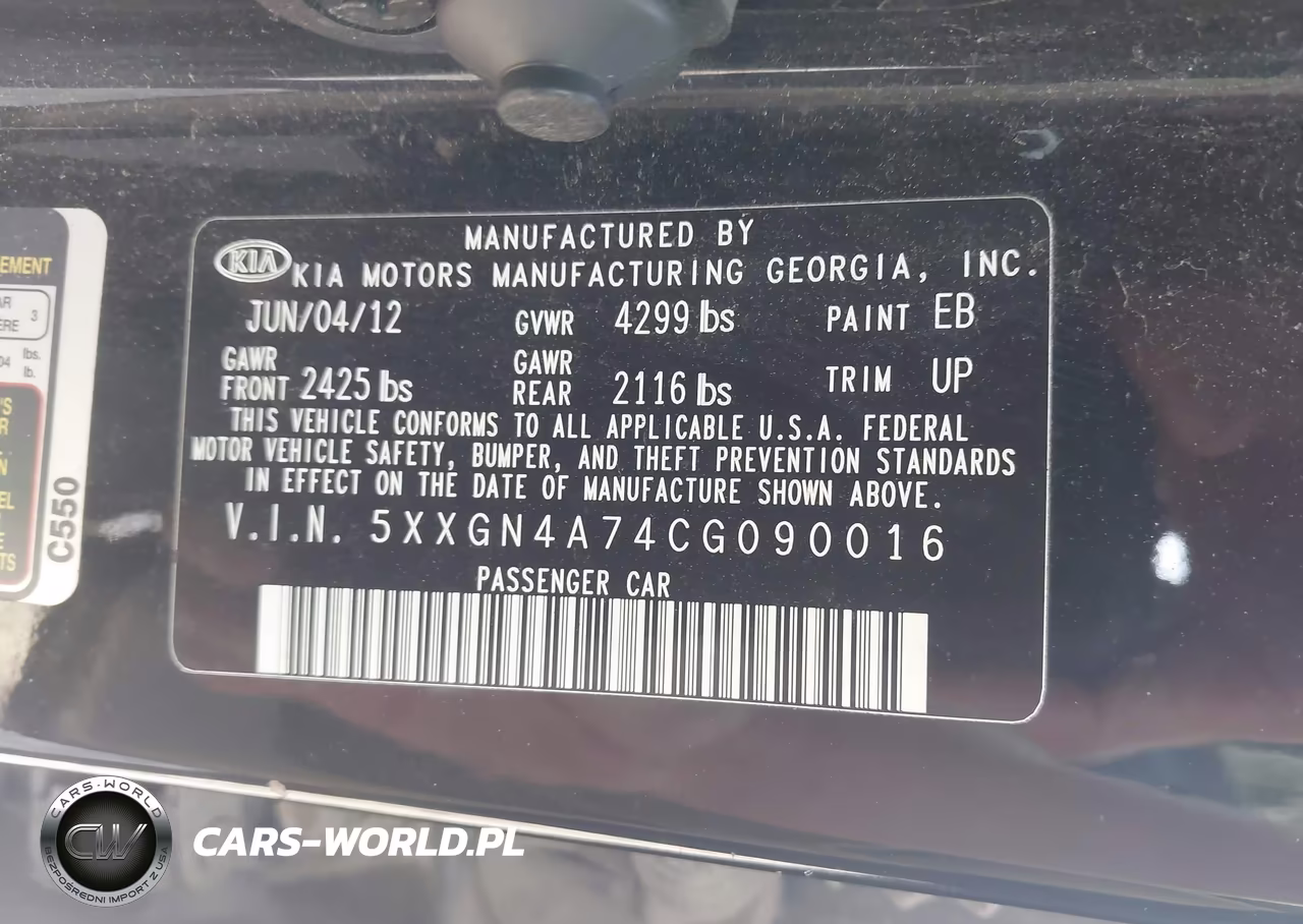 2012 Kia Optima Ex VIN:5XXGN4A74CG090016 - 9