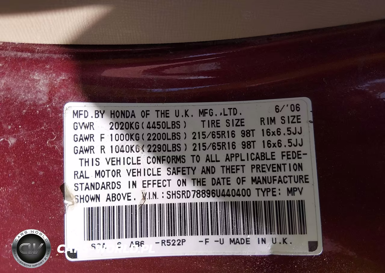 2006 Honda Cr-V Ex VIN:SHSRD78896U440400 - 9