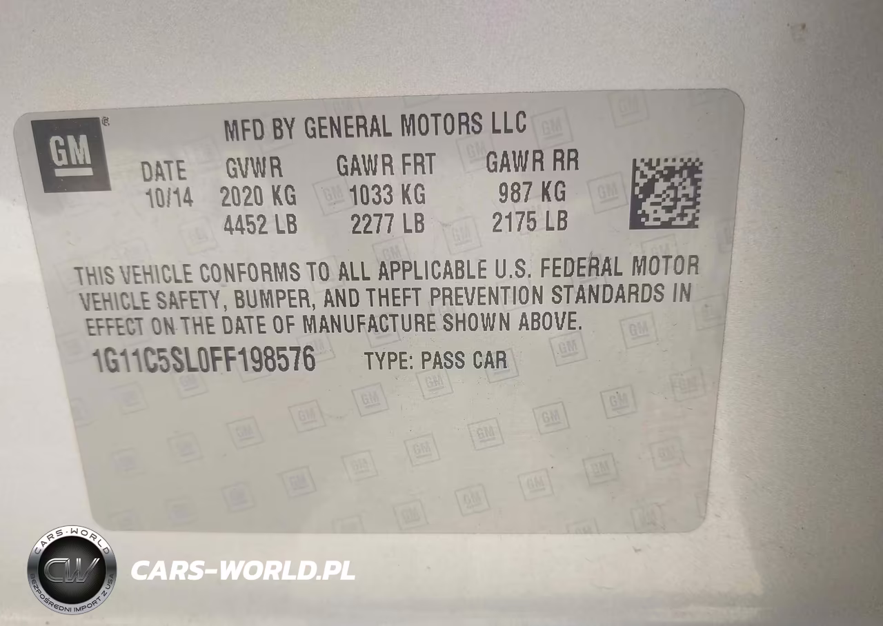 CHEVROLET MALIBU 1LT VIN:1G11C5SL0FF198576 - 9