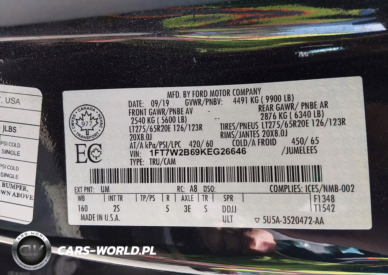 2019 Ford F-250 Xlt VIN:1FT7W2B69KEG26646 - 9