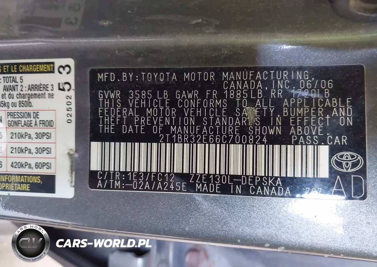 2006 Toyota Corolla S VIN:2T1BR32E66C700824 - 9