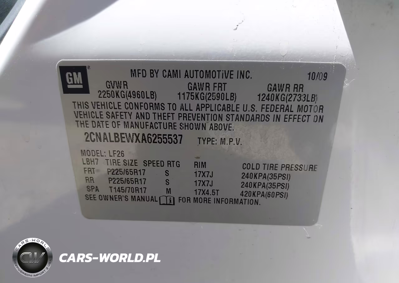 2010 Chevrolet Equinox Ls VIN:2CNALBEWXA6255537 - 9