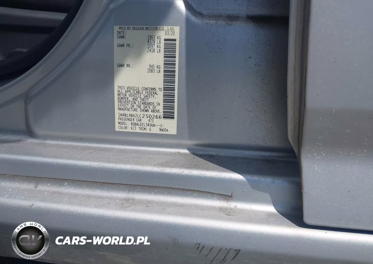 2020 Nissan Altima S Fwd VIN:1N4BL4BV2LC250266 - 9