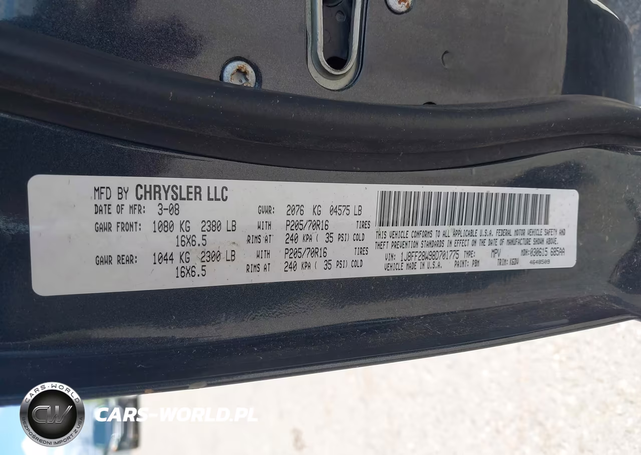 2008 Jeep Patriot Sport VIN:1J8FF28W98D701775 - 9