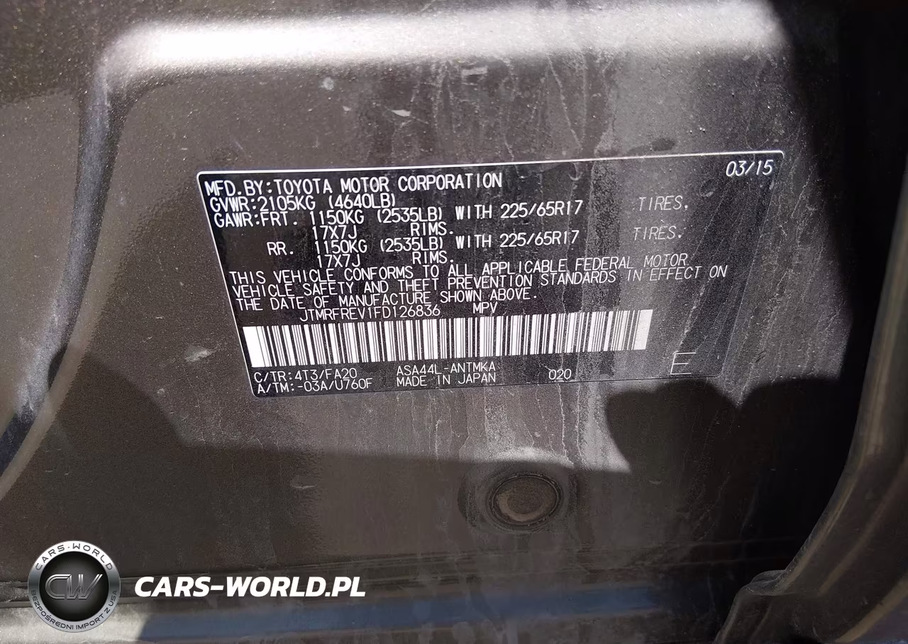 2015 Toyota Rav4 Xle VIN:JTMRFREV1FD126836 - 9