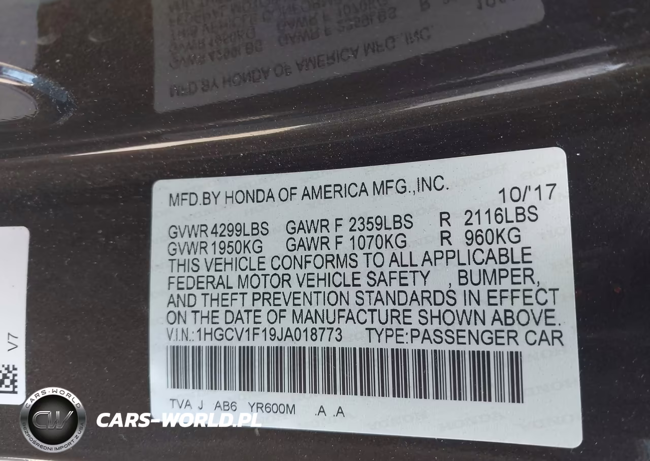2018 Honda Accord Lx VIN:1HGCV1F19JA018773 - 9