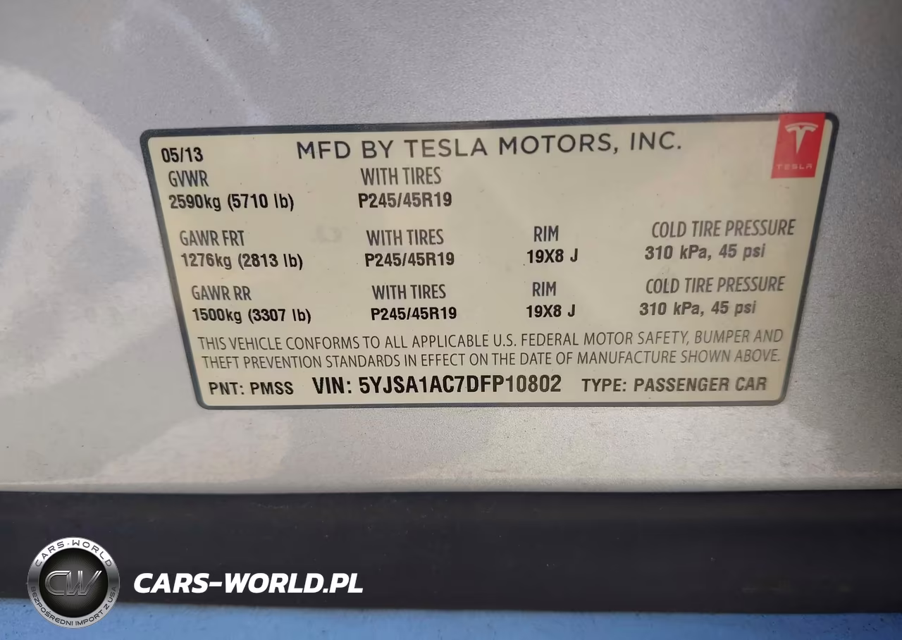2013 Tesla Model S VIN:5YJSA1AC7DFP10802 - 9