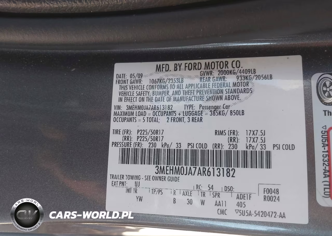 2010 Mercury Milan Premier VIN:3MEHM0JA7AR613182 - 9