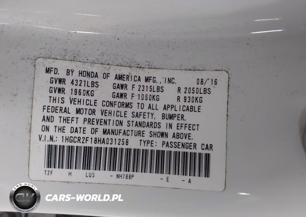 2017 Honda Accord Sport Se VIN:1HGCR2F18HA031258 - 9
