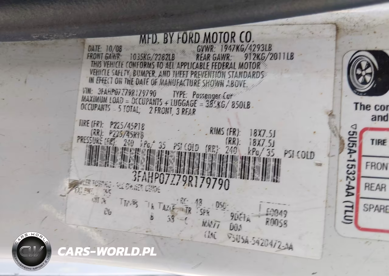2009 Ford Fusion Se VIN:3FAHP07Z79R179790 - 9
