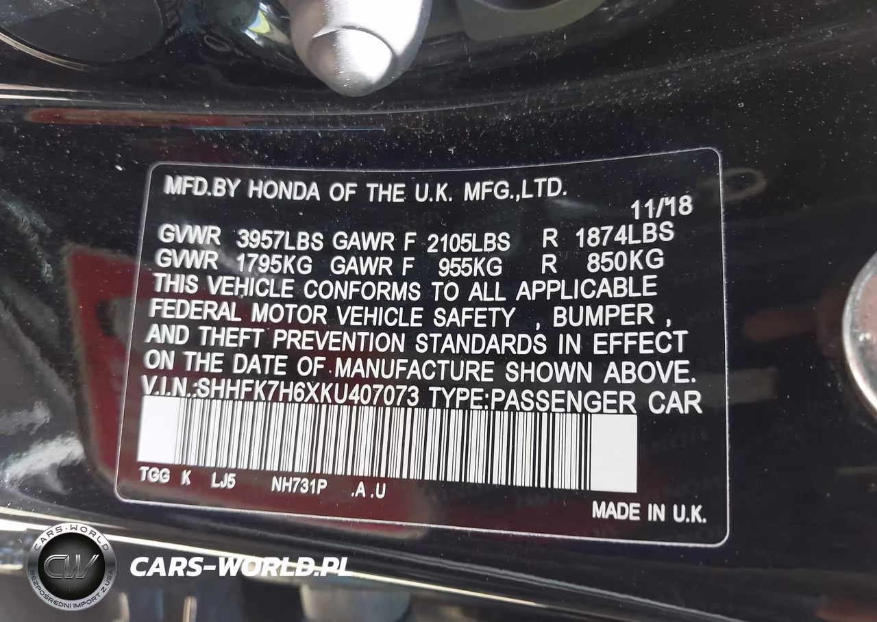 2019 Honda Civic Ex VIN:SHHFK7H6XKU407073 - 9