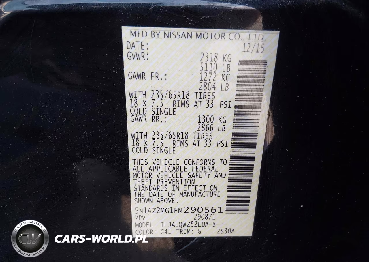 2015 Nissan Murano Sv VIN:5N1AZ2MG1FN290561 - 9