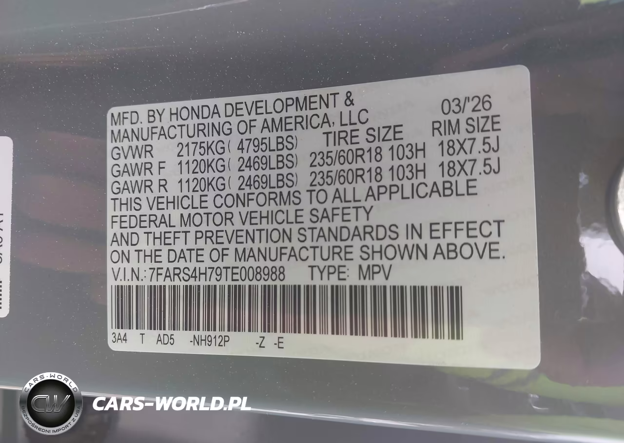 2026 Honda Cr-V Ex-L Awd VIN:7FARS4H79TE008988 - 9