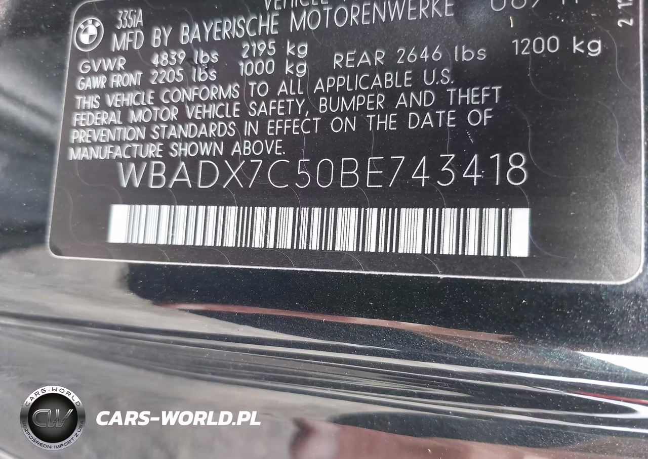 2011 BMW 335I VIN:WBADX7C50BE743418 - 9