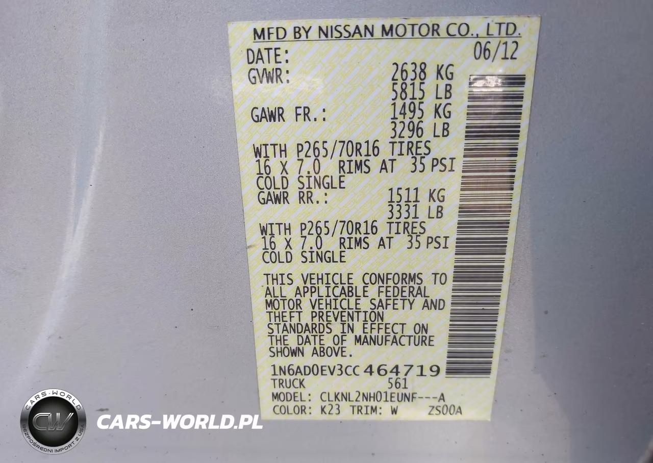 2012 Nissan Frontier Sv VIN:1N6AD0EV3CC464719 - 9