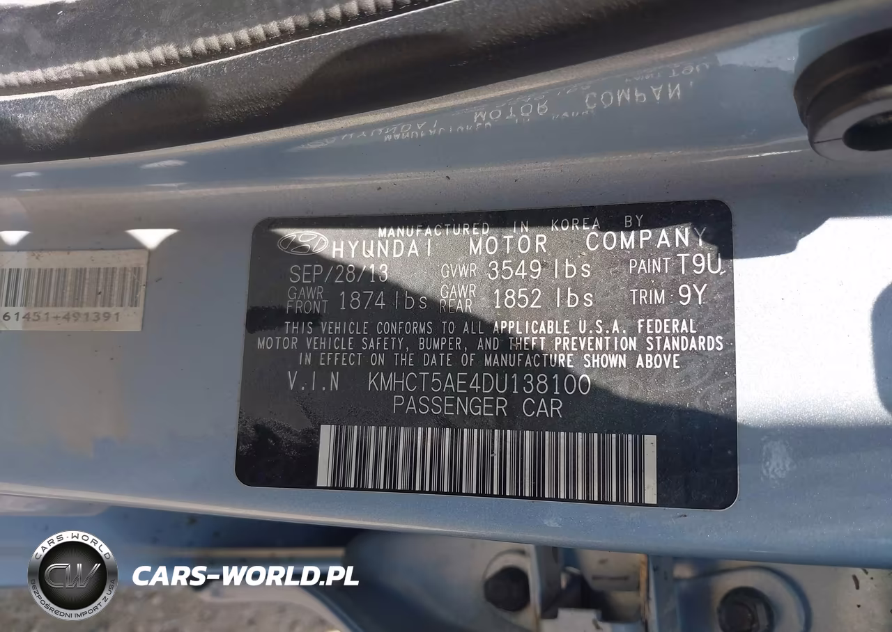 2013 Hyundai Accent Gs VIN:KMHCT5AE4DU138100 - 9