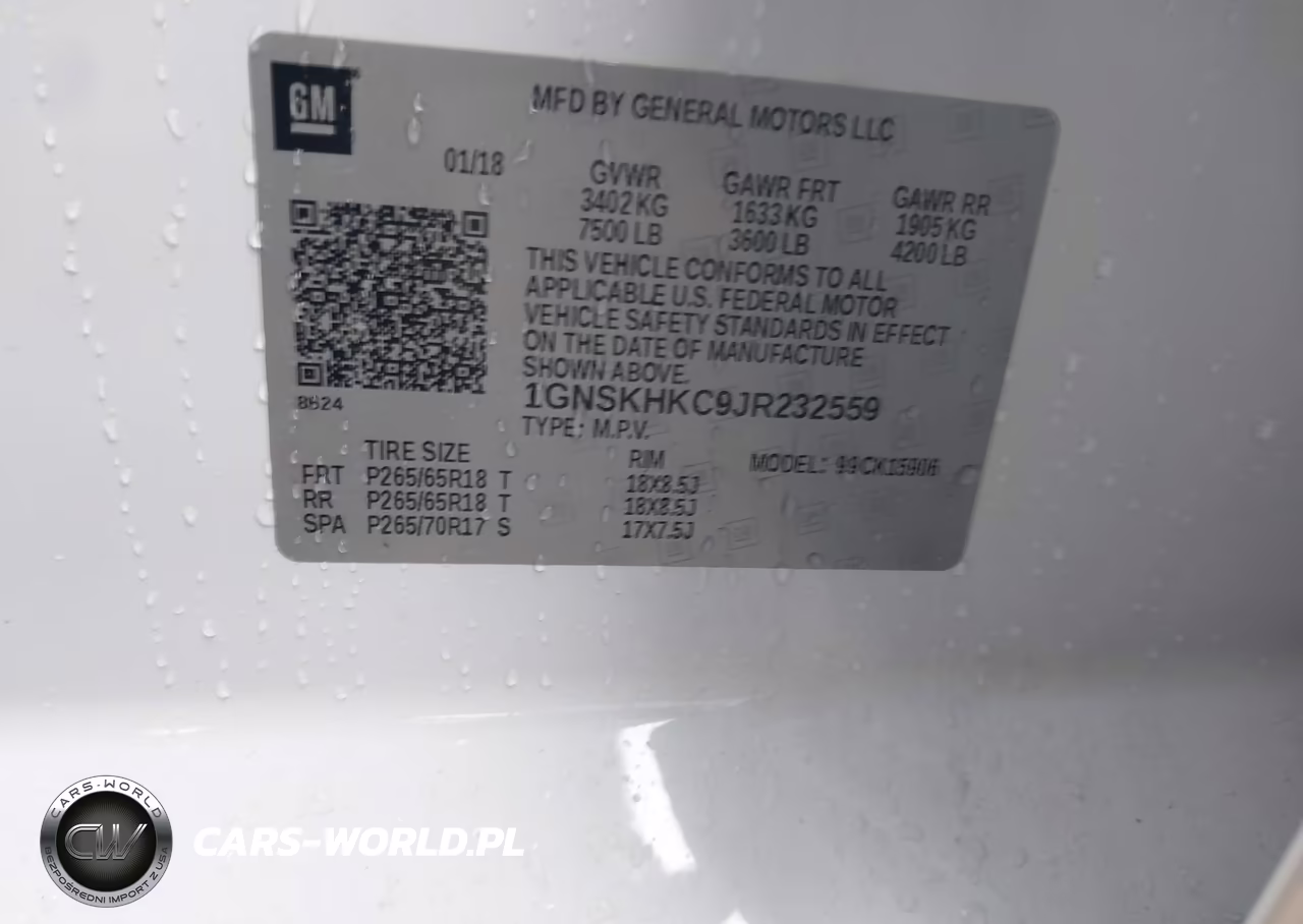 2018 Chevrolet Suburban Lt VIN:1GNSKHKC9JR232559 - 9