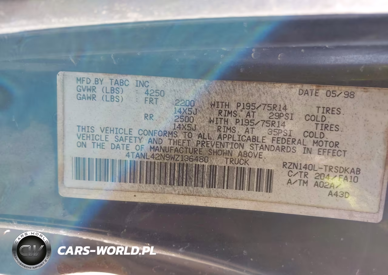 1998 Toyota Tacoma VIN:4TANL42N9WZ136480 - 9