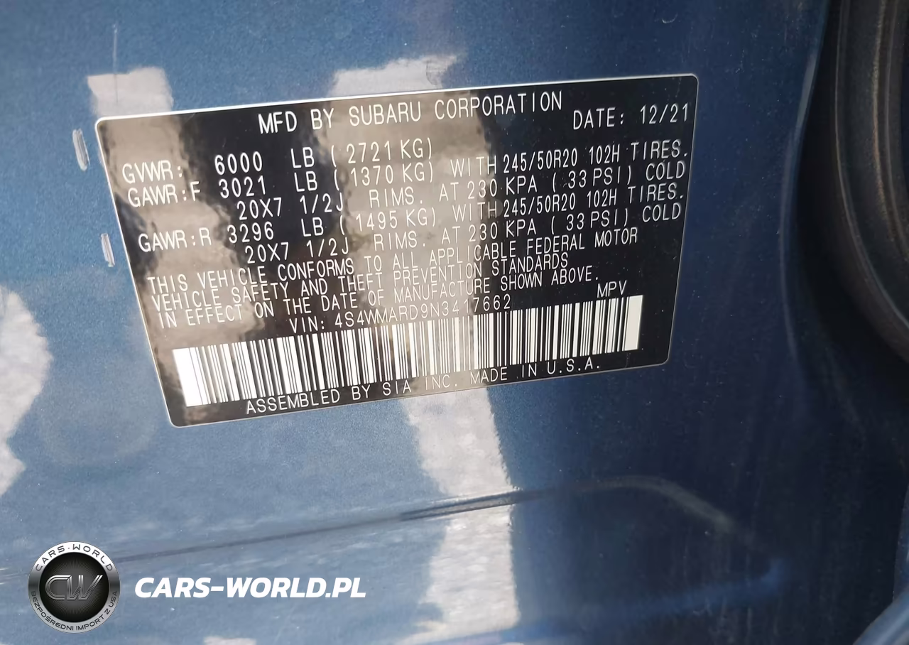 2022 Subaru Ascent Touring VIN:4S4WMARD9N3417662 - 9
