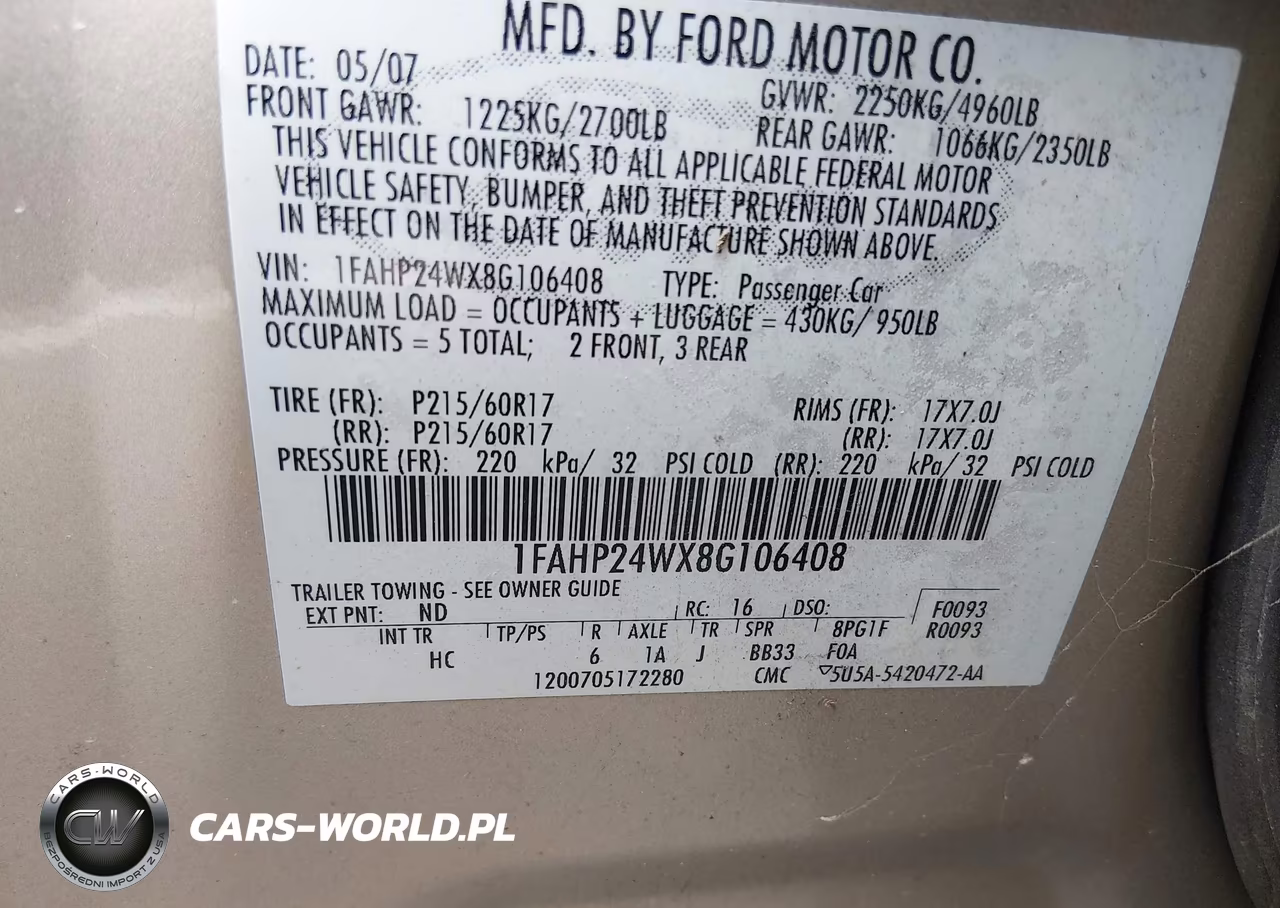 2008 Ford Taurus Sel VIN:1FAHP24WX8G106408 - 9