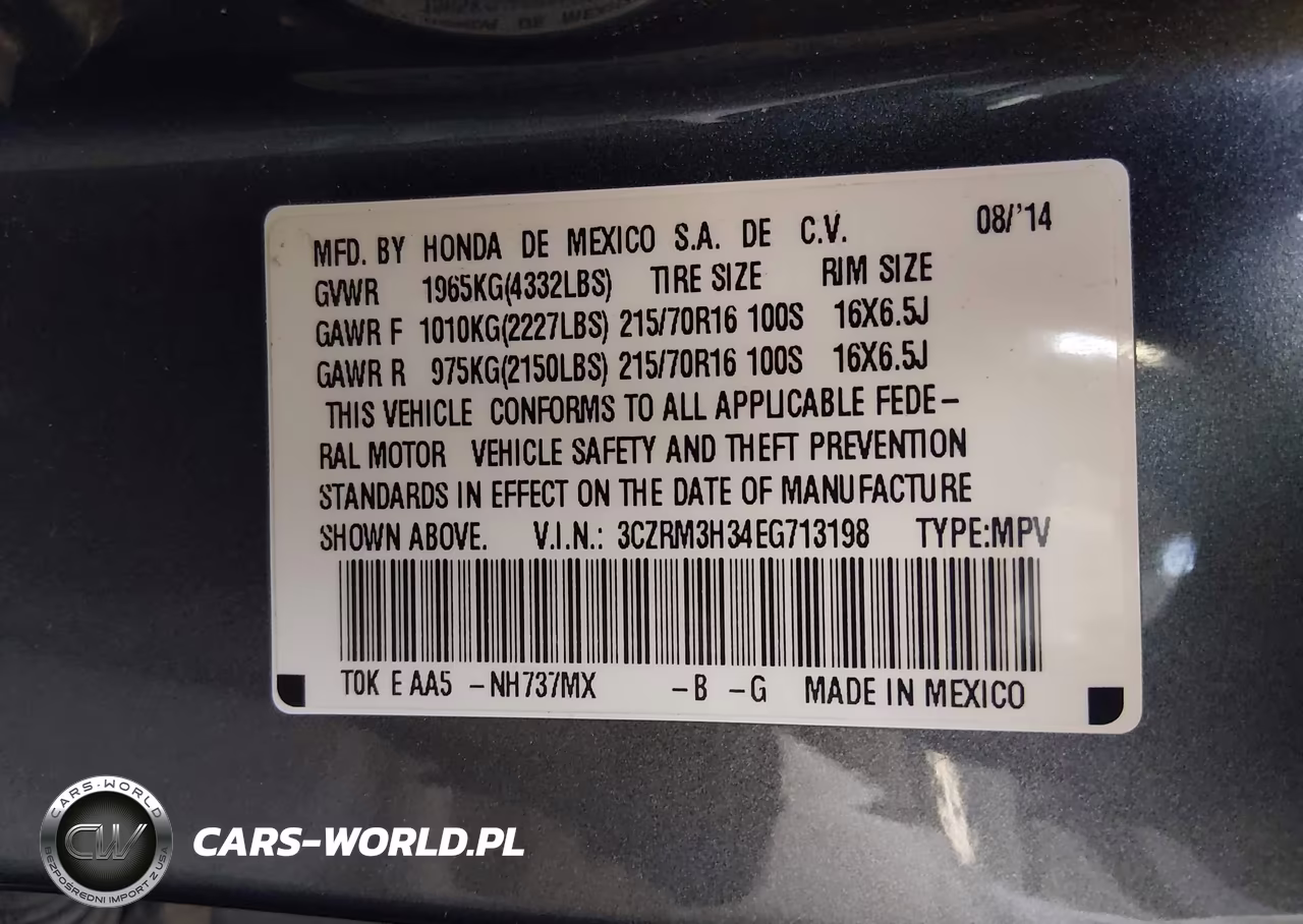 2014 Honda Cr-V Lx VIN:3CZRM3H34EG713198 - 9