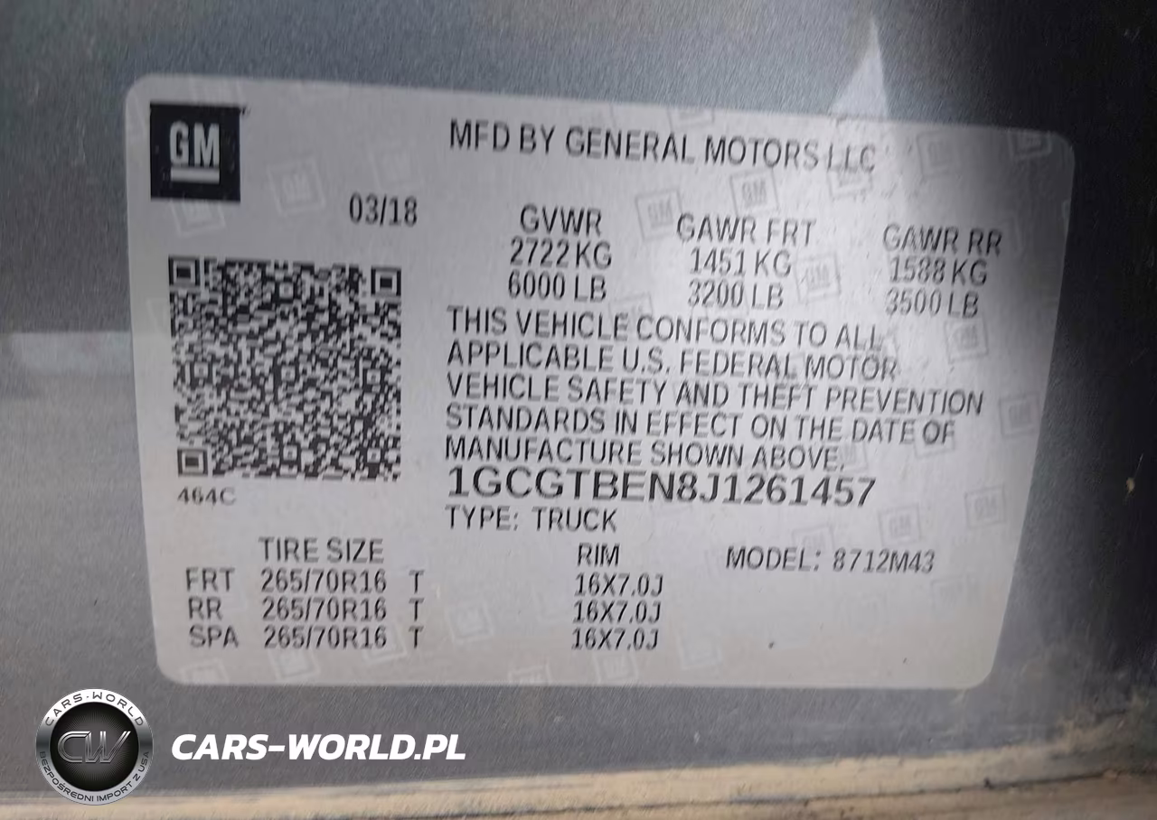 2018 Chevrolet Colorado Wt VIN:1GCGTBEN8J1261457 - 9