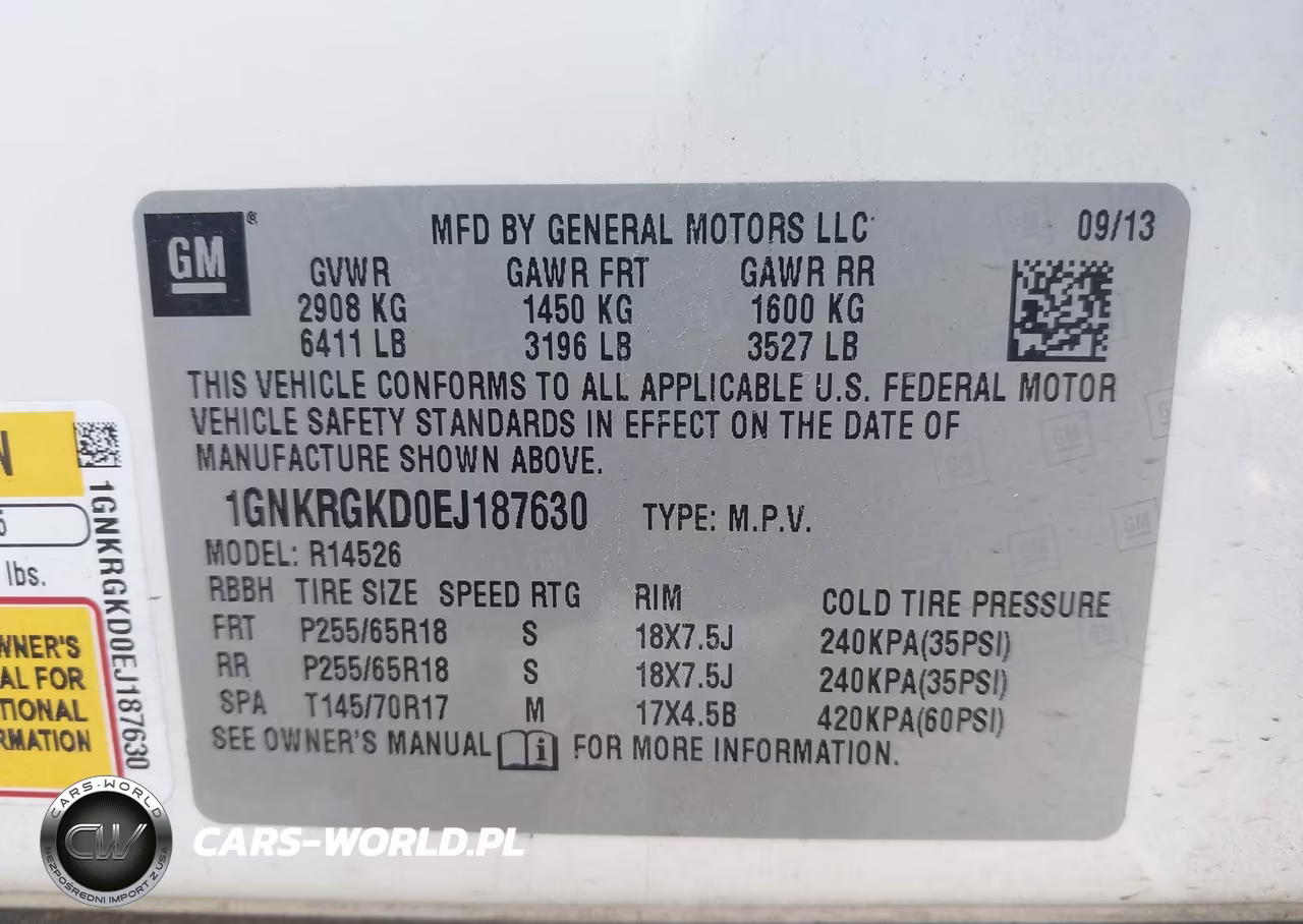 2014 Chevrolet Traverse Lt VIN:1GNKRGKD0EJ187630 - 9