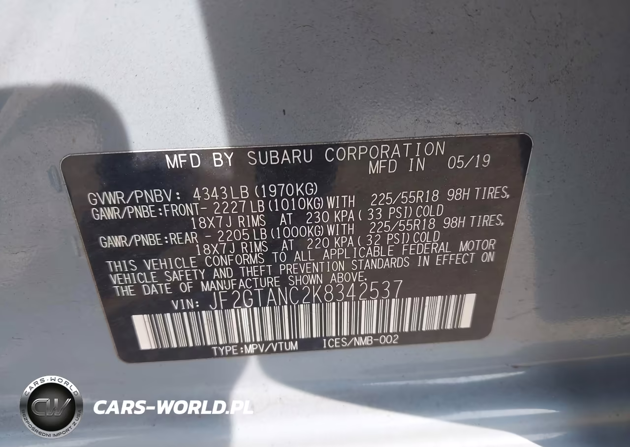 2019 Subaru Crosstrek 2.0I Limited VIN:JF2GTANC2K8342537 - 9