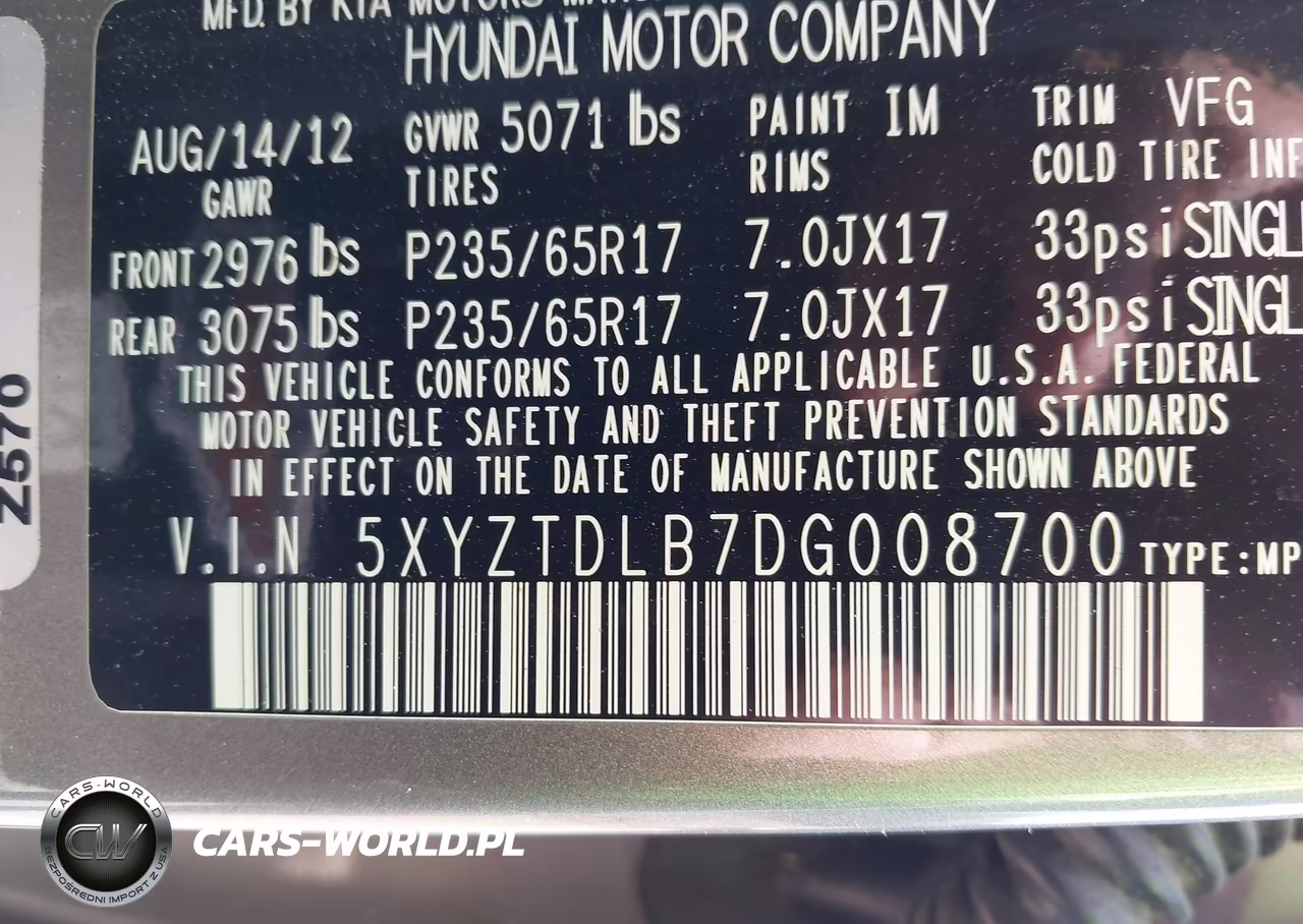 2013 Hyundai Santa Fe Sport VIN:5XYZTDLB7DG008700 - 9