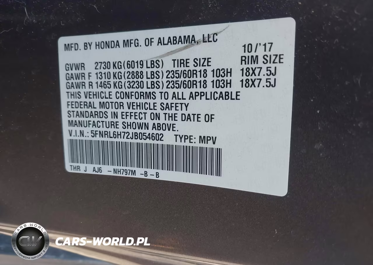 2018 Honda Odyssey Ex-L VIN:5FNRL6H72JB054602 - 9