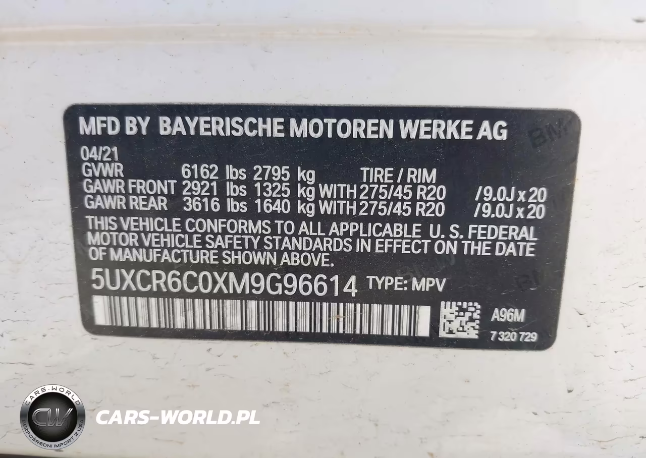 2021 BMW X5 xDrive40I VIN:5UXCR6C0XM9G96614 - 9