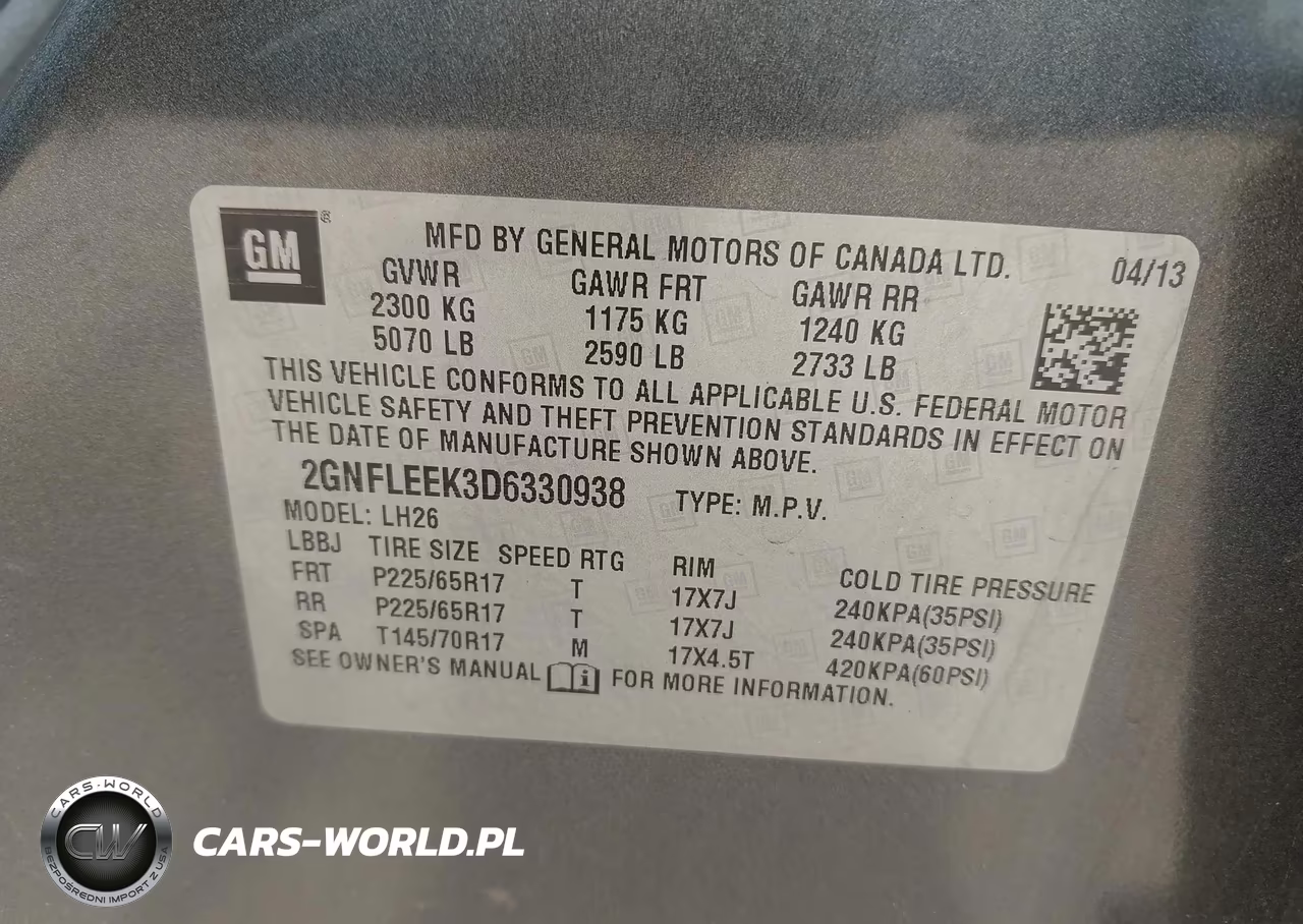 2013 Chevrolet Equinox Lt VIN:2GNFLEEK3D6330938 - 9