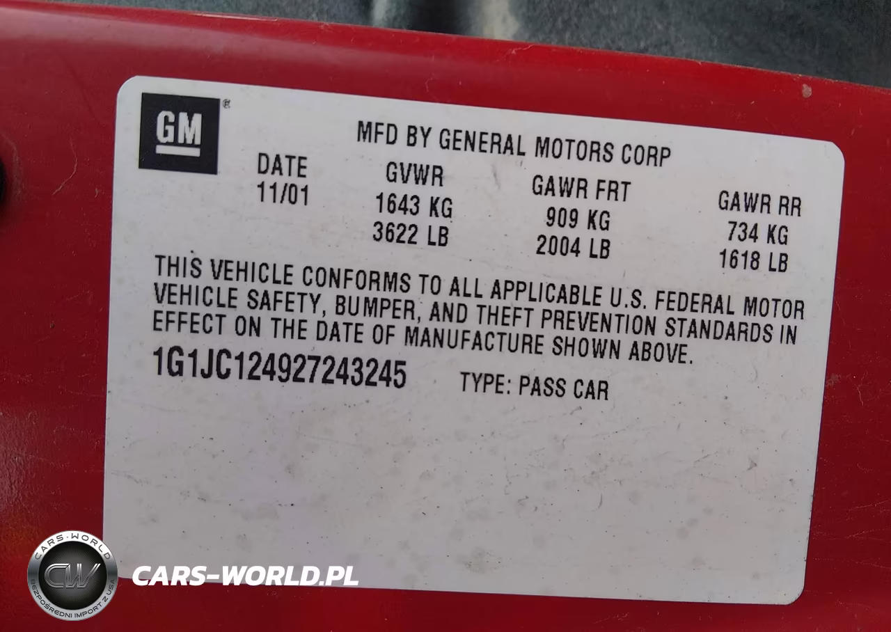 2002 Chevrolet Cavalier VIN:1G1JC124927243245 - 9