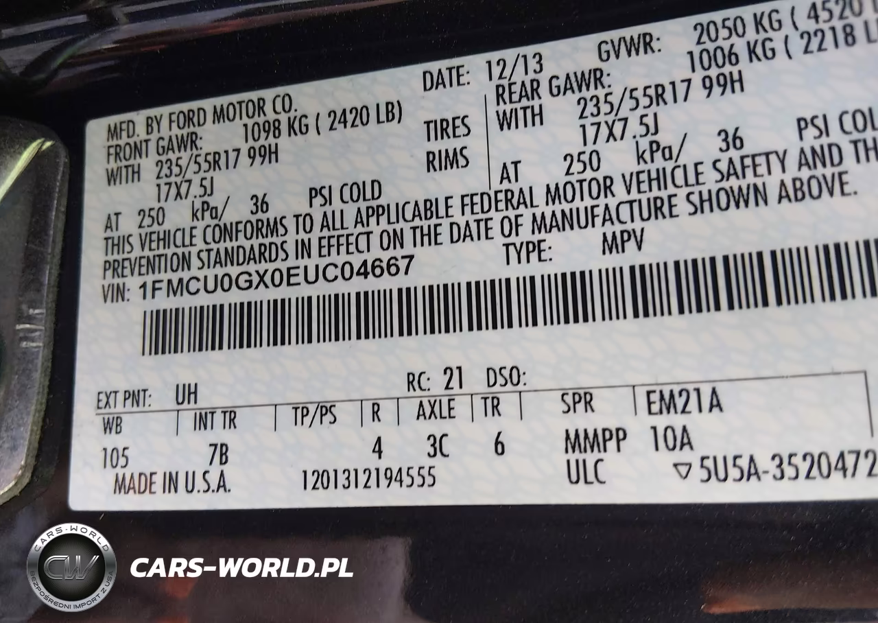 2014 Ford Escape Se VIN:1FMCU0GX0EUC04667 - 9