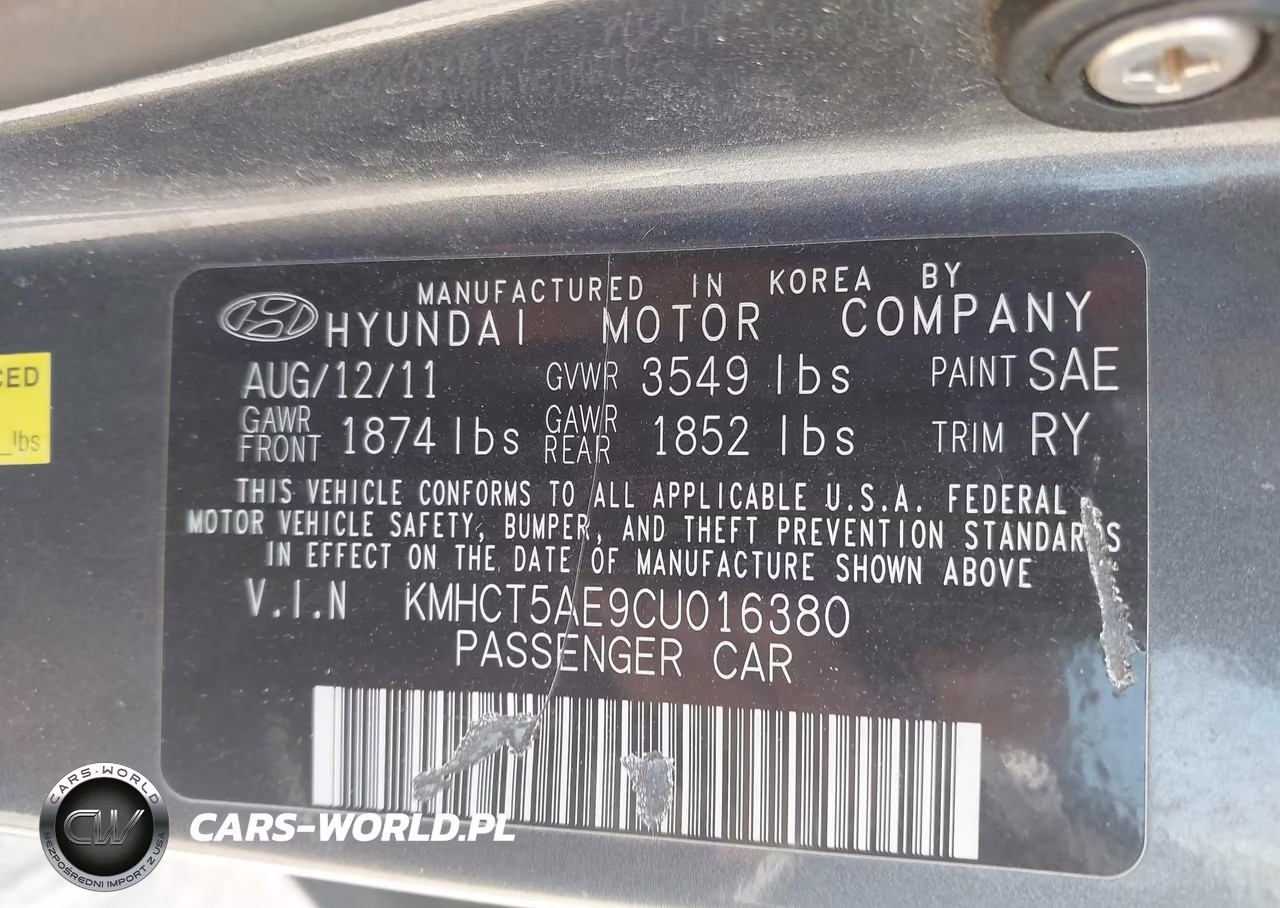 2012 Hyundai Accent Gs VIN:KMHCT5AE9CU016380 - 9