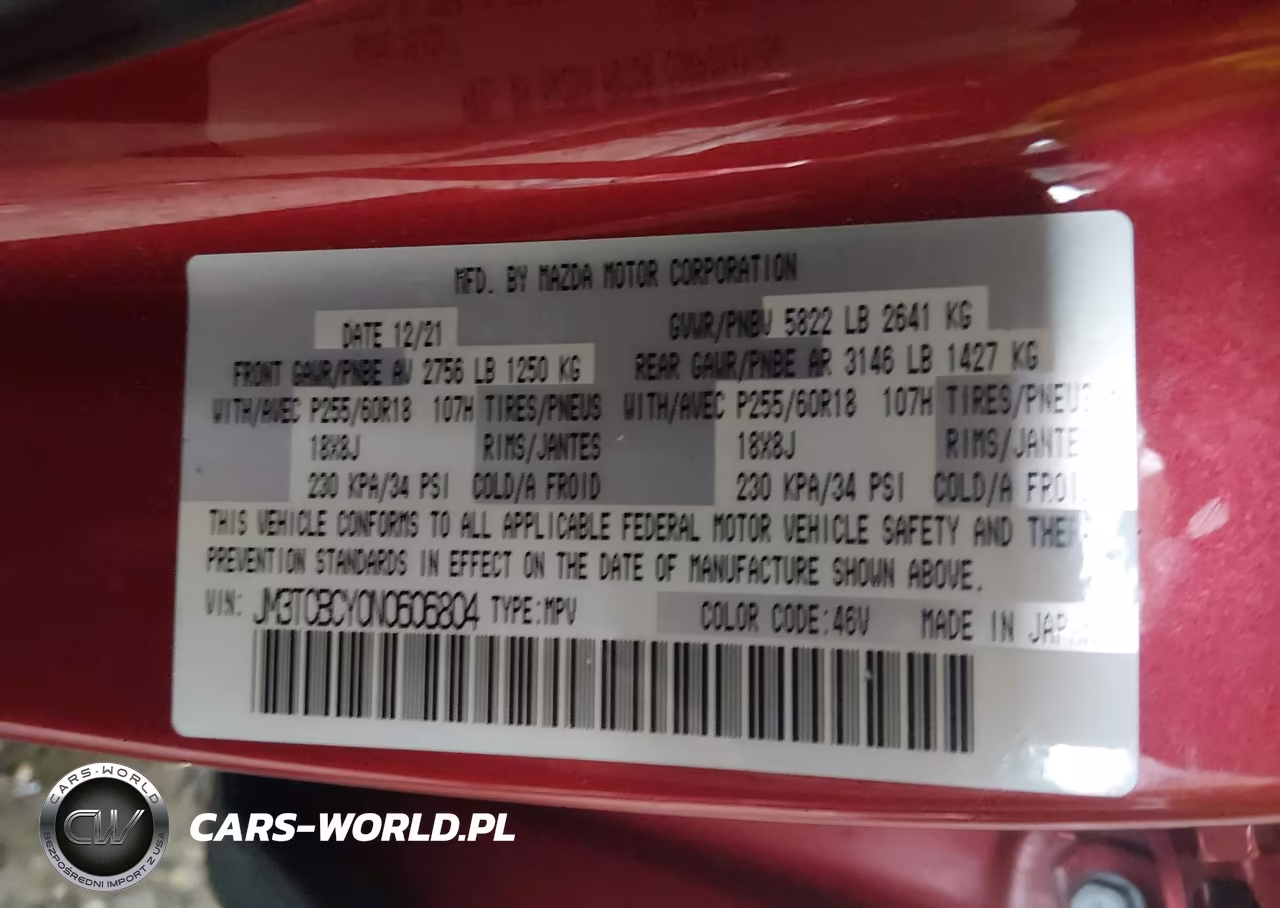 2022 Mazda Cx-9 Touring VIN:JM3TCBCY0N0606804 - 9