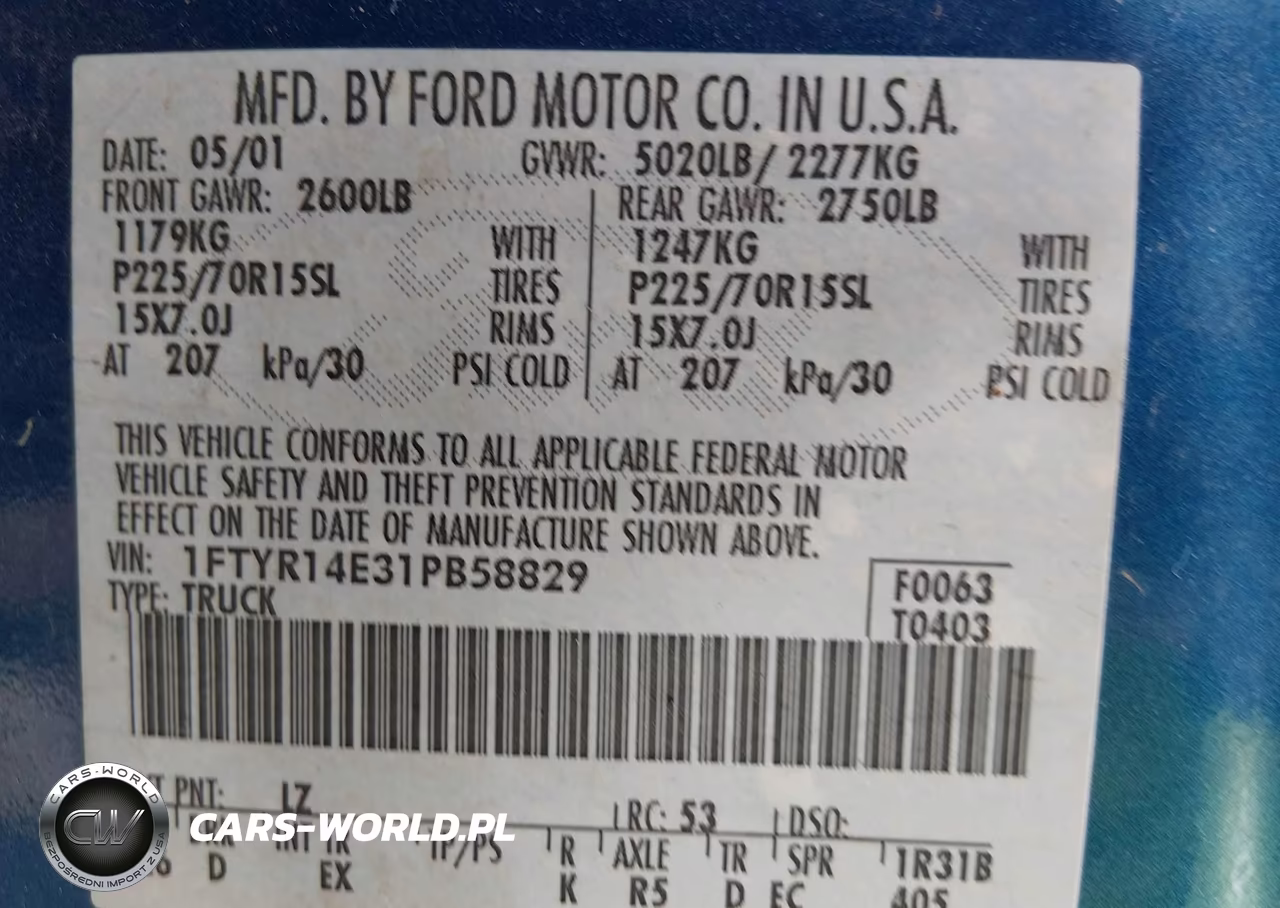 2001 Ford Ranger Edge-Xlt VIN:1FTYR14E31PB58829 - 9