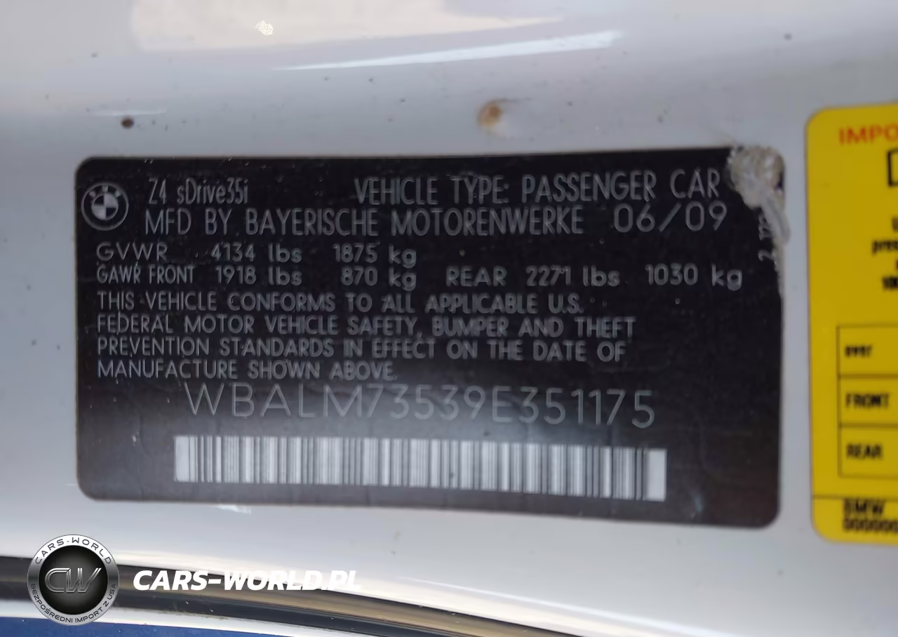 2009 BMW Z4 Sdrive35I VIN:WBALM73539E351175 - 9