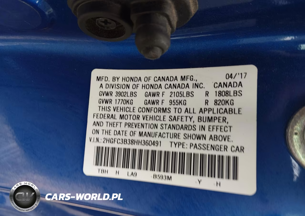 2017 Honda Civic Ex-T VIN:2HGFC3B38HH360491 - 9